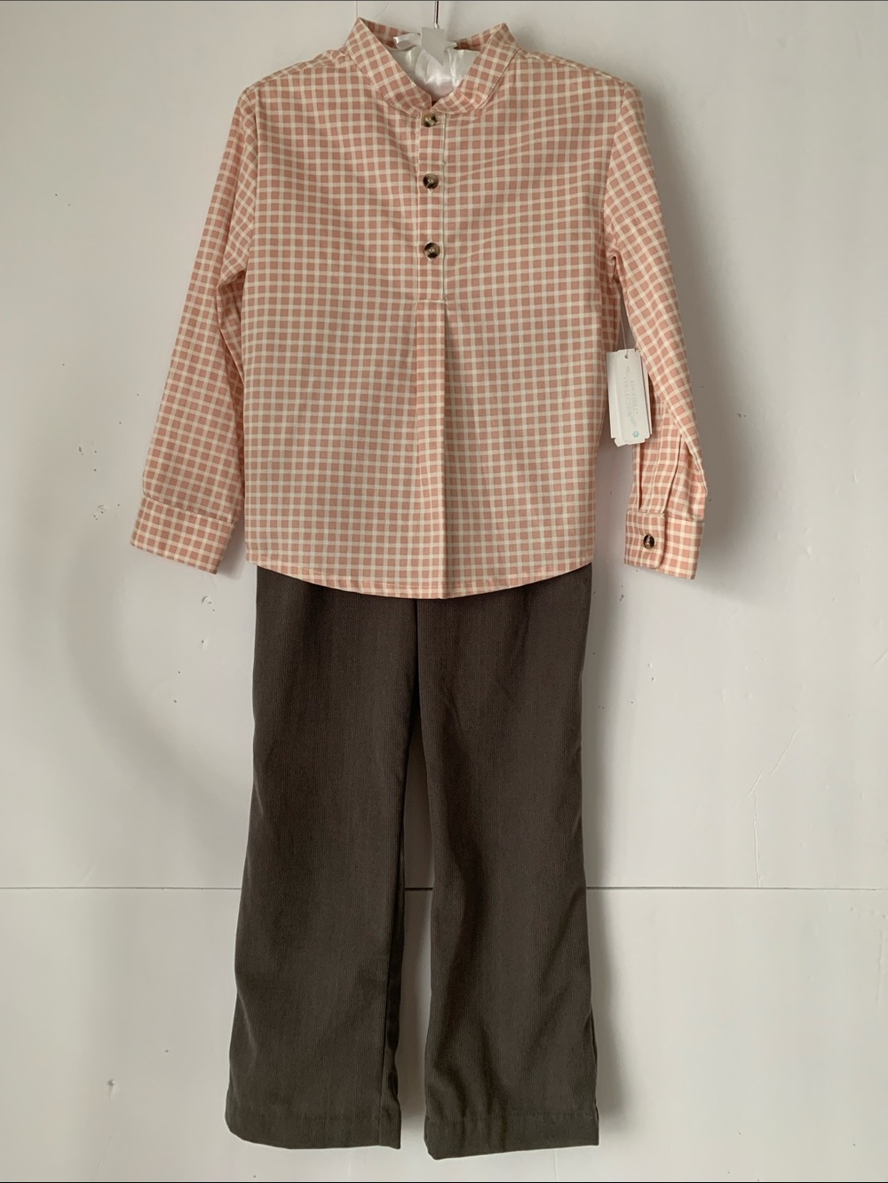 NWT Edgehill Collection Boys 2 Pc Set Gingham Shirt/Corduroy Pants Size 6